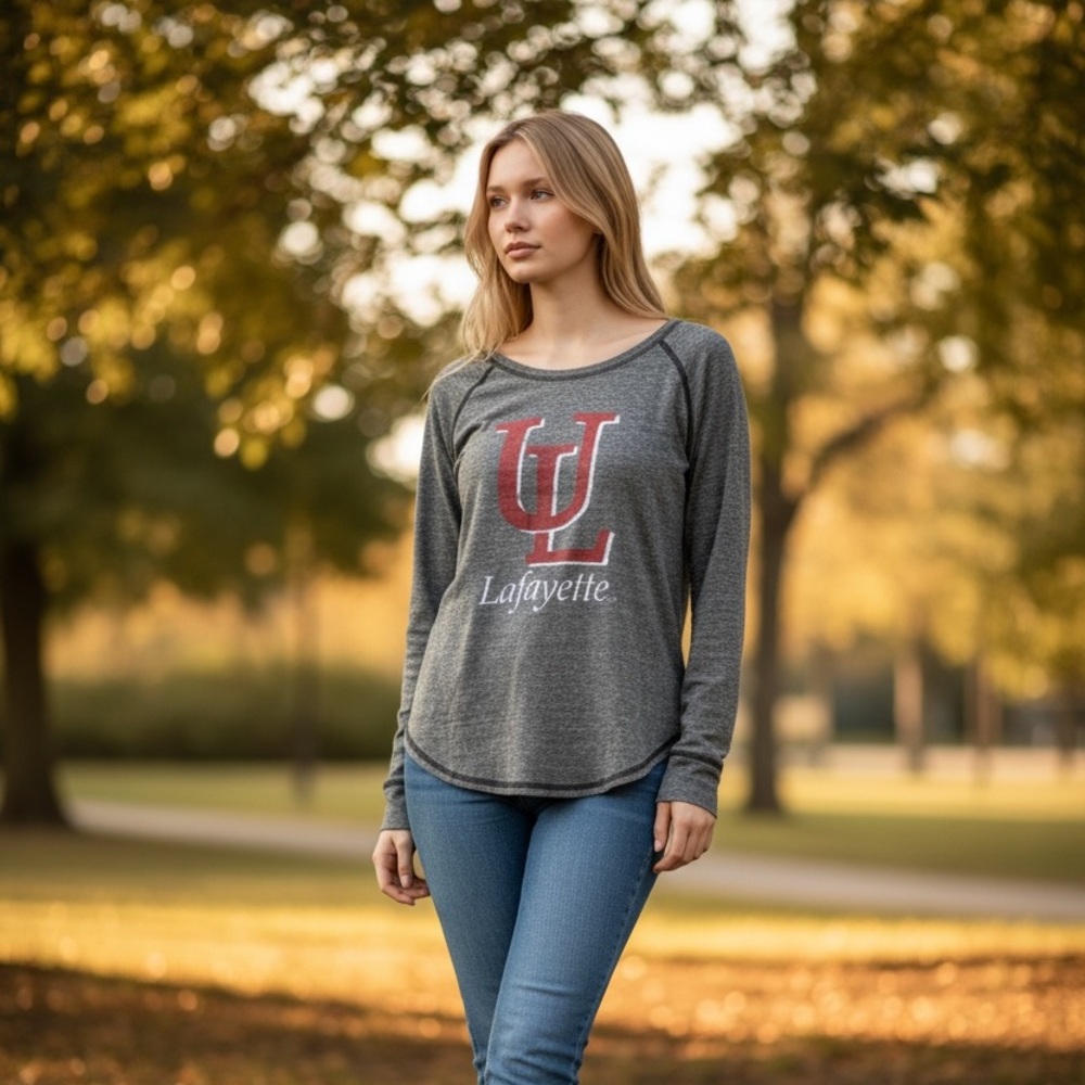 Blue 84 Women's Charcoal Long Sleeve Tee with Red‎ Graphic